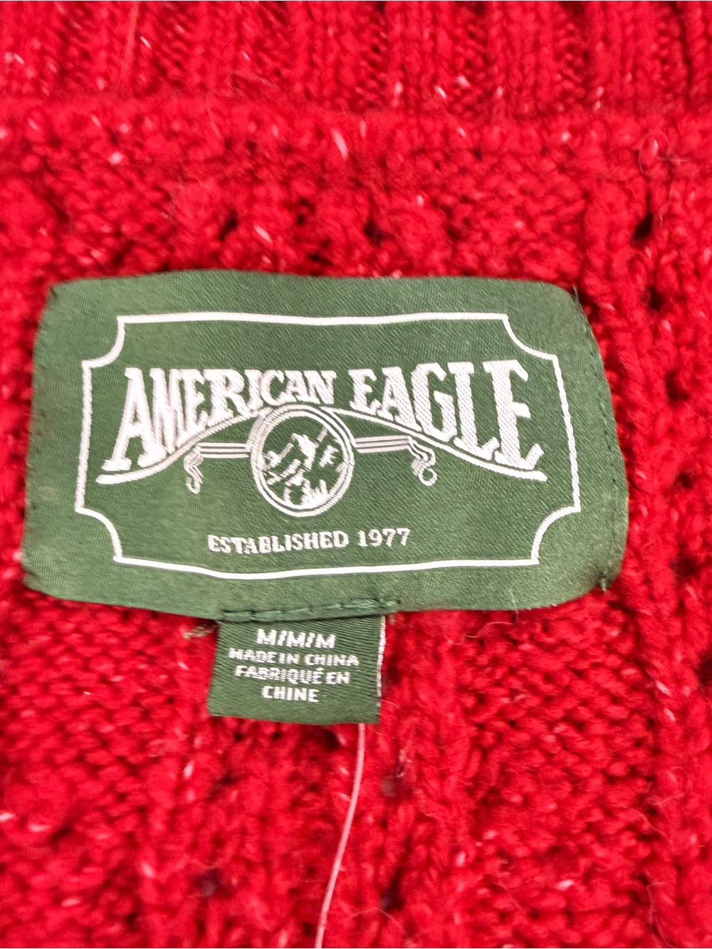 American Eagle Outfitters Red Cable Knit V-Neck Button Cardigan - Picture 3 of 6